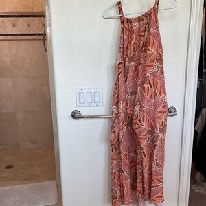 Shebird Tropical Print Halter Dress with built-in bra